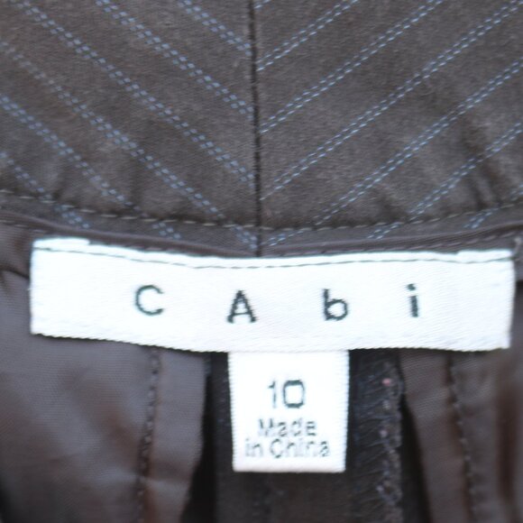 Cabi Charcoal Grey w Blue Stripe Stretch Poly Cotton Blend Ankle Pants Sz 10 - Picture 4 of 5